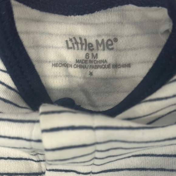 Little Me Blue and White Footies One Piece - Picture 4 of 4